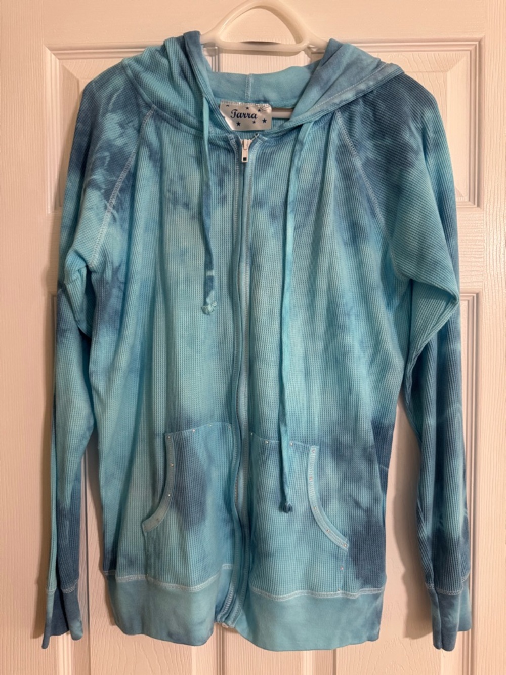 Tara Light Blue Tie-Dye Zip Hoodie